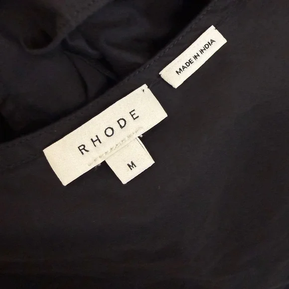 RHODE Eloise Blouse Black Cotton Puff Sleeve Ruffled Top EUC size M - Picture 8 of 10